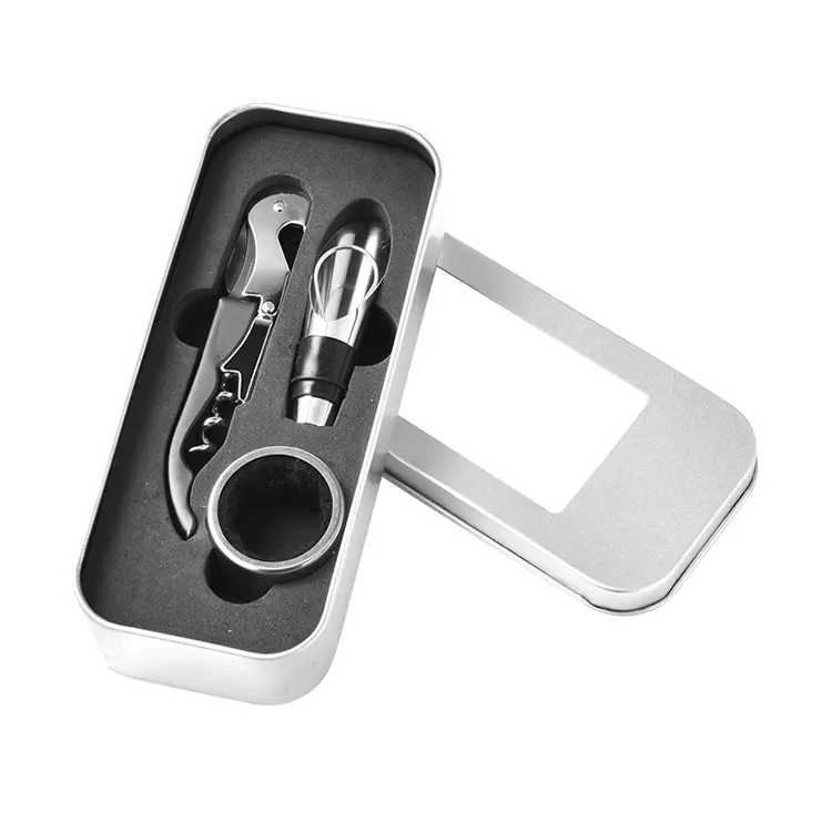 3pcs винні аксесуари з винним набором Window Tin Box